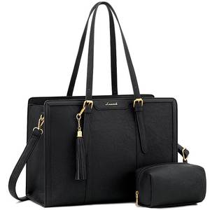 lot 11720 image: LOVEVOOK Laptop Bag for Women Vintage Leather Laptop Tote 17.3 inch Large Capacity Computer bag with Clutch Purse for Work