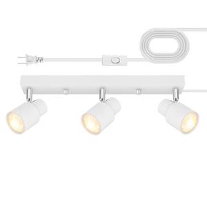 lot 11724 image: Plug-in Track Lighting LED, Track Light Fixtures Ceiling, White 3-Light Ceiling Lights for Kitchen, 3 Way Spotlight with Cord, Rotatable Wall Mount Light Head for Bedroom Hallway, Bulb Not Included
