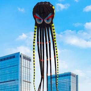 lot 11727 image: 3D 26ft Ultra Large & Funs Octopus Foil Kite with 1000D Kite String, Beach Park Outdoor Fun Beach Trip Great Gift to Kids Build (Black)