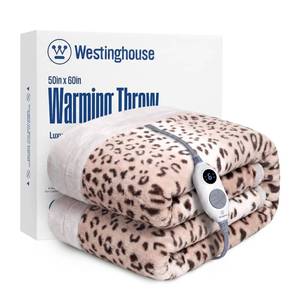 lot 11729 image: Westinghouse Heated Throw Blanket, Leopard Electric Throw Blanket, Luxury Faux Fur to Flannel Reversible, 6 Heating Levels & 2-10 Hours Time Setting, Machine Washable(Throw, 50x60)