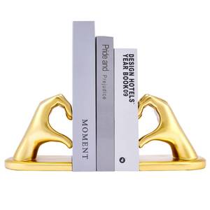 lot 11732 image: Gold Book Ends Bookends Heart Design for Shelves Decorative,Bookshelf Accessories,Heavy Duty Resin Book Stopper to Hold Books,Non-Skid Bookend,Great Gifts for Book Lover,Larger Size-10.43x3.93x5.51