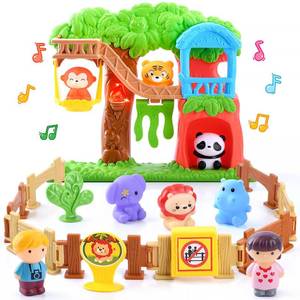 lot 11735 image: PLAY Safari Animals Figures Toys Playset, 20Pcs Realistic Jungle Forest Zoo Animals Figurines Tree House Playset with Lights & Sounds for Toddlers, Learning Toys Gifts for Girls Boy Ages 18M