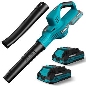 lot 11742 image: Leaf Blower Cordless - 21V Powerful Electric Leaf Blower with 2 Batteries and Charger, 2 Speed Modes, 2.0Ah Lightweight Battery Powered Leaf Blowers for Lawn Care, Patio, Dust, Blowing Leaves