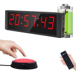 lot 11748 image: Ousmile Large Stopwatch with StartStop Button, LED Digital Timer with Remote, Countdown Clock with Buzzer, Gym Clock for Home Gym, Interval Timer for Workout