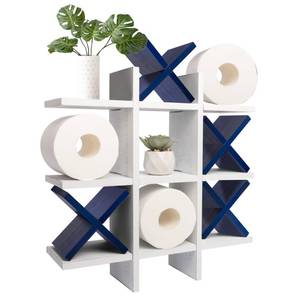 lot 11752 image: GENMOUS Handmade Tic Tac Toe Toilet Paper Holder Stand with 4pcs Wooden X, Funny Wall Mounted Toilet Papers Storage with Shelf, Farmhouse Toilet Paper Roll Storage for Guest Bathroom