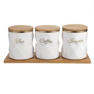 lot 11754 image: JUXYES Set of 3 Ceramic Canisters Set for Sugar Coffee Tea, Luxurious Storage Containers Set with Lids Decorative Storage Pots White Ceramic Storage Jar for Kitchen Counter Dining Room