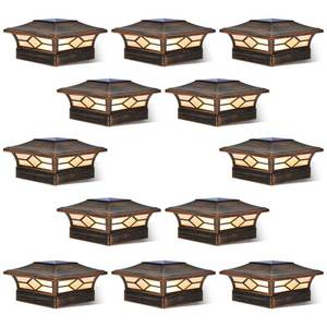 lot 11757 image: Solar Post Cap Lights Outdoor 12pack, Waterproof Solar Powered Deck Fence Post Lights for 4x4 WoodVinyl Posts, Solar Outdoor LED Light with CoolWarm Lighting Decorate Garden Patio Porch��