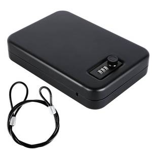 lot 11774 image: Dalmbox Gun Safe for Pistols X Large, 11 x 7 x 3 Inches, Handgun Lock Box with Combination Lock Portable Travel Pistol Safe for Car, Home, Travel,X-Large,11 x 7 x 3 inches,0.13 Cubic Feet