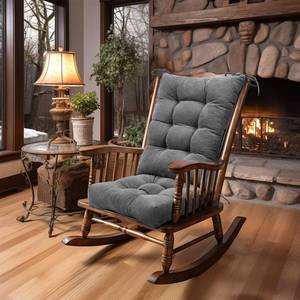 lot 11775 image: Lokex Rocking Chair Cushion Only,Tufted Non-Slip Comfortable Rocking Chair Cushions Indoor with Ties,Striped Rocking Chair Pads (Gray-S2064-19, 21x1717x17)