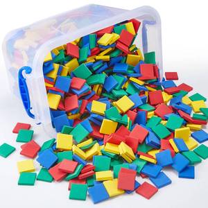 lot 11782 image: Jexine 800 Pcs Foam Square Counters Color Tiles Square Color Sorting Tiles Math Counters Manipulatives, Sorting Toy, Counting, Learning, Classroom Crafts, Bingo for Kids with Storage Box