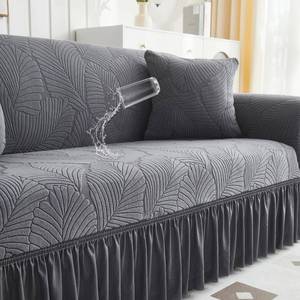 lot 11784 image: WONGS BEDDING Stretch Velvet Sofa Slipcover, Cushion Couch Cover with Skirt, Pet Friendly Durable Washable Stretchable, Easy Fit Universal Furniture Protector, (66-90,Dark Gray)