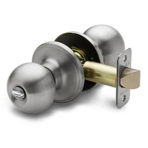 lot 11794 image: Copper Creek Privacy Interior Door Knob �� ANSI Grade-3 Certified, Modern Heavy Duty Handle, Easy Install and Reversible for Bedroom, Bathroom & Closets �� Satin Stainless (1 Pack)