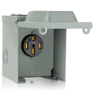 lot 11795 image: WELLUCK RV Power Outlet Box  50A 125250V, NEMA 14-50R Receptacle  Enclosed & Lockable  Weatherproof Plug for Travel Trailer, RV Camper, Generator Temporary Hookup