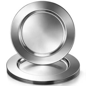 lot 11797 image: Acellegic 6 Pcs Silver Stainless Steel Charger Plates 13 Inch Round Stainless Steel Chargers Bulk for Dinner Plates Mirror Elegant Charger Luxury Table Decor for Wedding Party