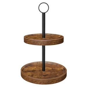 lot 11803 image: Tiered Tray Stand, Rustic Two Tier Decorative Tray with Metal Handle, Farmhouse 2 Tier Serving Tray, Round Cake Cupcake Stand for Coffee Bar Home Party Decor Holiday Housewarming Gifts(1-Pack)