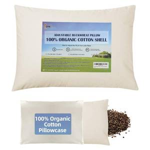 lot 11810 image: LOFE Organic Buckwheat Pillow for Sleeping with Organic Cotton Pillowcase - 14x20 Adjustable Pillow, Breathable for Cool Sleep, Cervical Support for Back and Side Sleepers(Tartary Buckwheat Hulls)