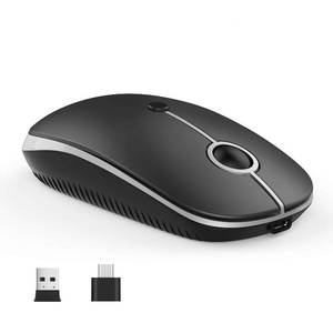 lot 12035 image: VssoPlor Type C Wireless Mouse, USB C MacBook Wireless Mouse Dual Mode Cordless Mice with USB and Type C Receiver Compatible with PC, Laptop, MacBook and All Type C Devices-Black and Silver