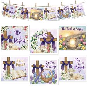 lot 12069 image: VISSTREE Easter Swedish Dishcloths for Kitchen, 6 Pack He is Risen Reusable Sponge Cleaning Cloths, Religion Cross Dish Cloths Towels for Spring Kitchen Cooking Home Decoration Housewarming Gifts (Only Three)