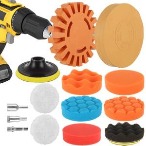 lot 12071 image: Oungy 12 Pcs Eraser Wheel, Rubber Wheel for Drill, Decal Logo Removal Kit, Decal Adhesive Remover with Polishing Pad, Wool Polishing Pad for Sticky Pinstripe Removal for Cars, Boats and RVs