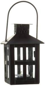 lot 12076 image: Kate Aspen Luminous Black Mini-Lantern Tea Light Holder