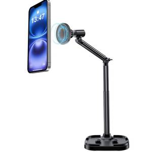 lot 12097 image: Srnyow Adjustable Magnetic iPhone Stand for Desk, Phone MagStand for Filming, Phone Holder Stand Compatible with iPhone and All Mobile Phones Tablet (with 2Pcs Magnetic Rings)
