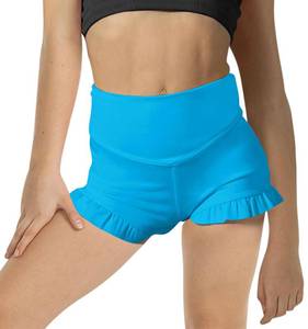 lot 12105 image: RRHSS Girls Athletic High Waisted Ruffle Shorts - Comfy Yoga Dance Workout Gymnastics Shorts - Lake Blue