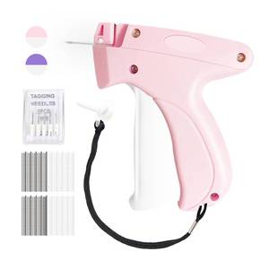 lot 12115 image: Stitch Gun for Clothes -Handheld Stitch Quick Clothing Fixer - Mini Tag Gun - Includes 6 Fine Needles, 2000 Fasteners including 1000 Black & 1000 White (pink)