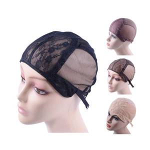 lot 12116 image: YANTAISIYU Double Lace Wig Caps for Making Wigs with Adjustable Strap on the Back Weaving Hairnets Swiss Lace Wig Cap (Black L 56cm)