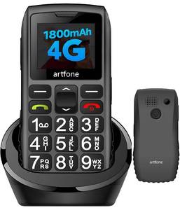 lot 12121 image: artfone C14G Cell Phone for Seniors, Large Buttons Basic Phone, SOS Button, Charging Dock, Voice Time, Speed Dial, Hands-Free, Large Font, Loud Speaker, FM Radio, Simple Mobile Phone, 1800mAh, Black