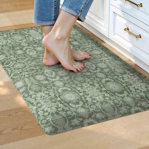 lot 12125 image: Collive Kitchen Mats Cushioned Anti Fatigue, Non Slip Waterproof Kitchens Floor Mat GreenGrey Vintage Floral Sink Rug, Comfort Desk Standing Rugs for Bedroom, Office, Laundry, 17.3x28