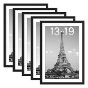 lot 12126 image: upsimples 13x19 Picture Frame Set of 5, Display Pictures 11x17 with Mat or 13 x 19 Without, Wall Gallery Poster Frames, Black