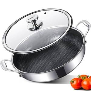 lot 12127 image: CYRDER 316L Stainless Steel Frying Pan-12inch Hybrid Nonstick Induction Pan with Lid, Two Handle Hold, PFOA Free, Dishwasher Oven Safe, Paella Pan for Stir fryToastRoastBakeStew, 6 Quart