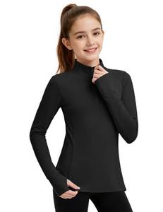 lot 12150 image: JOCMIC Girls Half Zip Athletic Jacket, Equestrian Horse Riding Long Sleeve Shirt, Kids Workout Jackets for Golf Black 11-12 Years