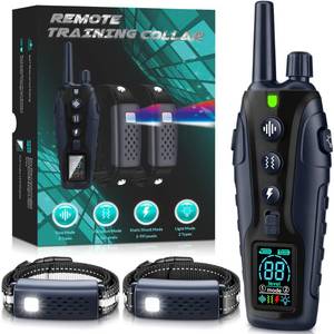 lot 12165 image: Dog Shock Collar 2 Dogs(15-150lbs) with Flashing Light for Night Walks,4500FT Dog Training Collar Adjustable Pitch Beep(1-8), Vibration(1-16), Safe Shock(1-99), and Keypad Lock