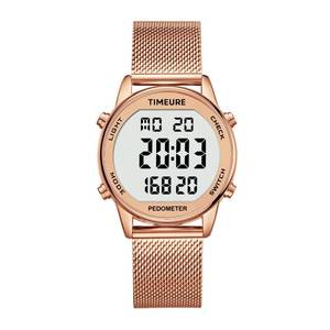 lot 12179 image: TIMEURE Womens Step Counter Pedometer Watch with Stainless Steel Bracelet, Stylish Design, No App, No Charging Needed for Step, Calorie, Distance Tracking, Alarm, Countdown Timer, TU-2401 (Rose Gold)