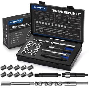 lot 12188 image: ZOMIYU M6x1.0 Metric Thread Repair Kit, with HSS Drill, HSS Tap, Counterbore, Installation Driver, M6x1.0MM 10 pcs 304 Stainless Steel Inserts (9.4mm Length) (Missing Pieces)