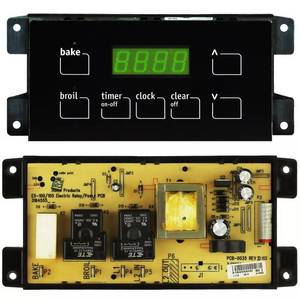 lot 12205 image: 316455500 Oven Range Stove Clock Control Board,Compatible with Frigidaire and Electrolux Ovens,with 7 Button panel Replacement for 5304518660, 316455420R, 316455420 with white and black overlays