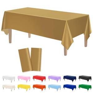 lot 12206 image: Kopokita 2PCS Gold Plastic Tablecloths 54 x 108 Inch, Disposable Table Cloths Rectangle Party Table Covers
