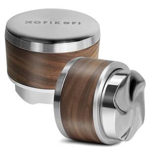 lot 12212 image: KOFIKOFI 53.3mm Espresso Distribution Tool, Walnut Coffee Distributor, Professional Stainless Steel Espresso Distributor Leveler Tool Compatible with Breville 54mm Portafilter