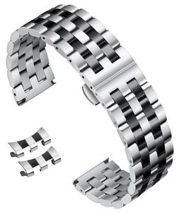 lot 12214 image: BINLUN Stainless Steel Watch Band Replacement Metal Watch Straps for Men and Women 18mm19mm20mm21mm22mm24mm with Curved and Straight End in Silver, Gold, Black, Rose Gold, Two Toned