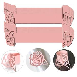 lot 12216 image: Pink Disposable Rose Flower Napkin Rings Laser Cut Foil Paper Napkin Holder for Wedding Party Dinner Table Decor,Special Events and Catering Services, Christmas, Wedding,Party Decoration (60 Pcs)