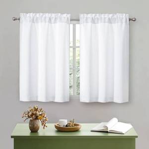 lot 12225 image: OWENIE White Kitchen Curtains Tier 36 Inch Length Short for Small Window, Curtains over Sink, Light Filtering Half Window Cafe Curtain for Bathroom Basement Cabinet Camper, 2 PCS Each 30Wx36L, White