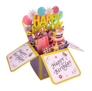lot 12230 image: ROBBEAR Funny Happy Birthday Pop Up Card, Sweet 3D Birthday Gift Box for Adults and Kids with Envelopes, Unique Handmade Foldable Celebration Cards for Daughter, Son, Mom, Dad, Friend
