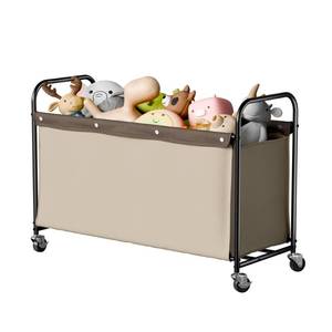 lot 13183 image: StorageWorks Toy Box with Wheels for Kids, 135L Large Toy Storage Chest and Organizer, 23 Metal Toybox with 360° Swivel Wheels for Bedroom, Kids Room, Stuffed Animal Storage, Light Khaki