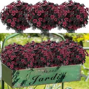 lot 13187 image: Lyrow 100 Bundles Violet Artificial Flowers, UV Resistant Faux Silk Flowers Outdoor, Fake Violet Bulk for Front Porch Hanging Garden Courtyard Farmhouse Home (Dark Purple, Dark Blue, White with Grass)