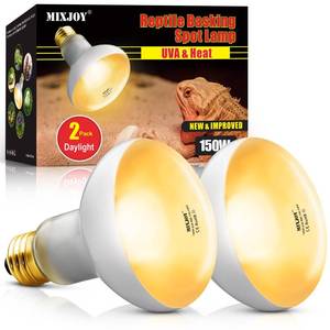 lot 14021 image: MIXJOY 150W Reptile Heat Lamp Bulbs, 2Pack Heat Lamp Bulbs for Reptiles Basking Bulbs UVA Daylight Basking Light Amphibians Heating Lamp Emitter for Lizard, Tortoise, Bearded Dragon Gecko, Chicken