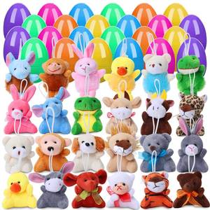lot 14031 image: NEWBEA 24 Pcs Filled Easter Eggs with Plush Animal Toys,Plastic Easter Eggs with Toys Basket Stuffers Fillers, Classroom Prize Supplies