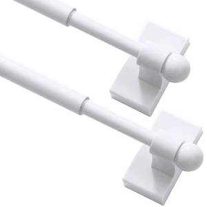 lot 14060 image: Turquoize 2 Pack Magnetic Curtain Rods for Metal Doors with Adjustable Length,Extends from 16 inch to 28 inch Magnetic Cafe Curtain Rod, Easy Installation for Any Steel Spaces, White, 2 Pack