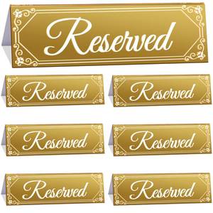 lot 14070 image: Juexica 6 Pieces Reserved Table Sign Wedding Gold Acrylic Reserved Table Tent Signs Guest Reservation Seat Sign for Restaurant Seating Wedding Office Meeting Party