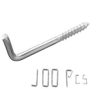 lot 14077 image: soimuk 304 Stainless Steel 34 in Screw-in Hooks 100 Pcs,7 Shape Screw Hooks,Small Hooks l Shaped Screw in Hooks for Hanging
